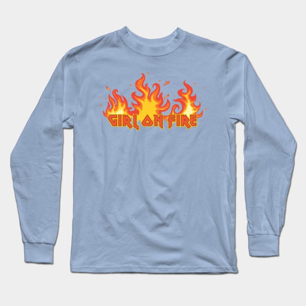 Girl On Fire Long Sleeve T-Shirt by Mobykat